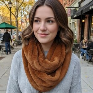 Cozy Brown Faux Fur Infinity Scarf